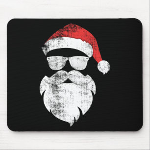 Spaß Hipster Santa Face mit Hutbart und Brille Mousepad