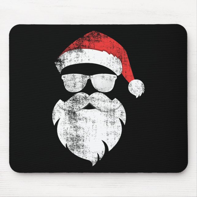 Spaß Hipster Santa Face mit Hutbart und Brille Mousepad (Vorne)