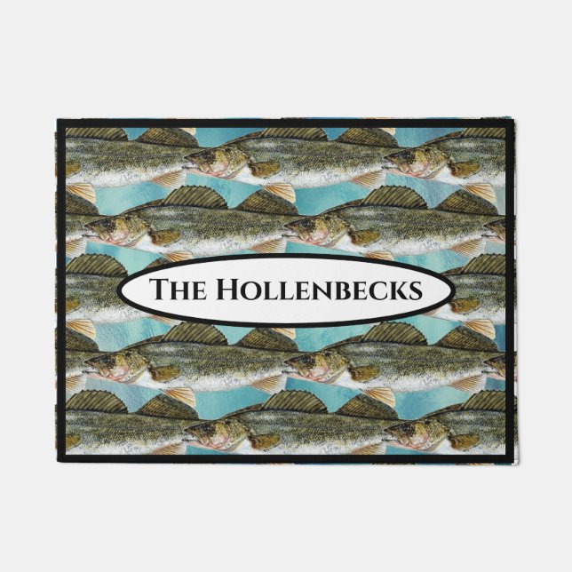 Spaß-Hornhautfleck-Pike-Fisch-Muster Fußmatte (Vorderseite)