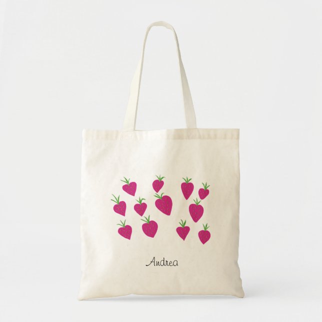 Spaß Hübsche, rauschige Rosa Erdbeeren Tragetasche (Vorne)