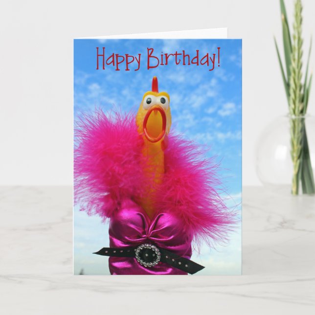 Spaß Hühnchen Happy Geburtstag Grußkarte! Karte (Vorderseite)