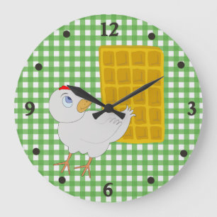 Spaß Hühnchen und Waffeln Küchenmauer Große Wanduhr