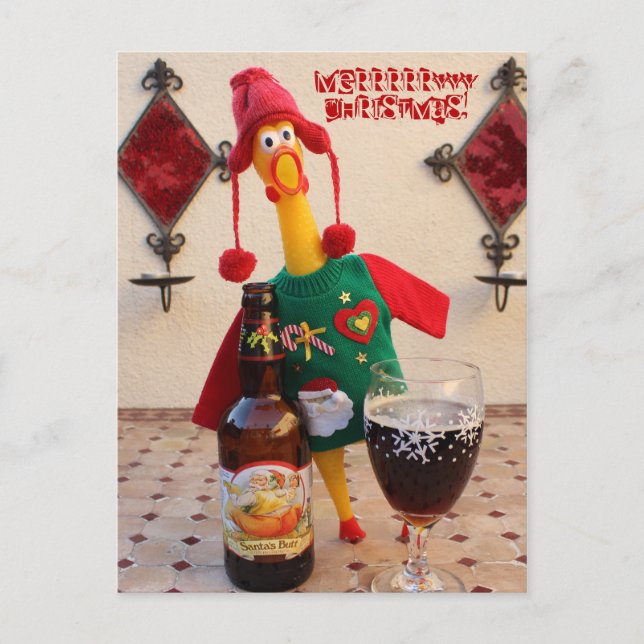 Spaß Hühnchen Weihnachten Postkarte! (Vorderseite)