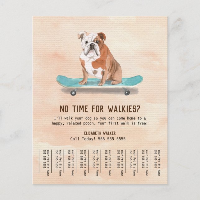 Spaß Hund auf Skateboard Dog Walker Tear Sheet Cre Flyer (Vorne)