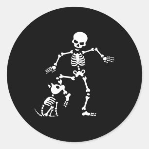 Spaß Hund wie Knochen Kostüm Halloween Runder Aufkleber