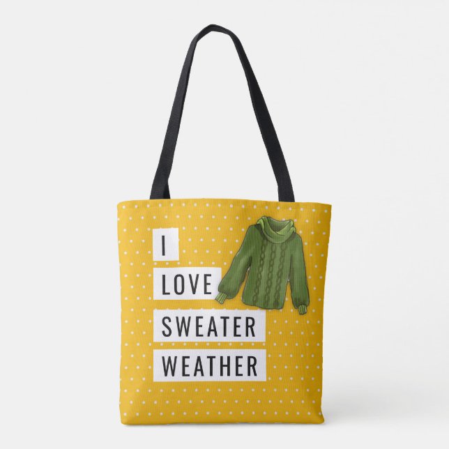 Spaß I Liebe Sweater Weather White Polka Dots Gold Tasche (Rückseite)