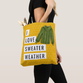 Spaß I Liebe Sweater Weather White Polka Dots Gold Tasche
