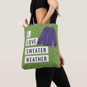Spaß I Liebe Sweater Weather White Polka Dots Gree Tasche