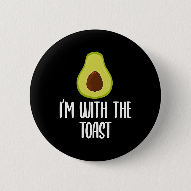 Spaß ich bin mit dem Toast Avocado Halloween Paare Button (Vorderseite)