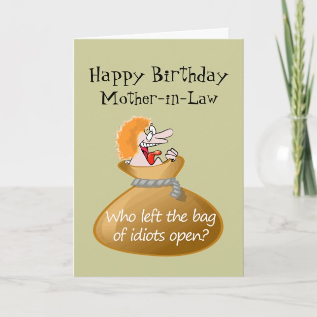 Spaß Idiot Free Birthday für Ihre Schwiegermutter Karte (Vorderseite)