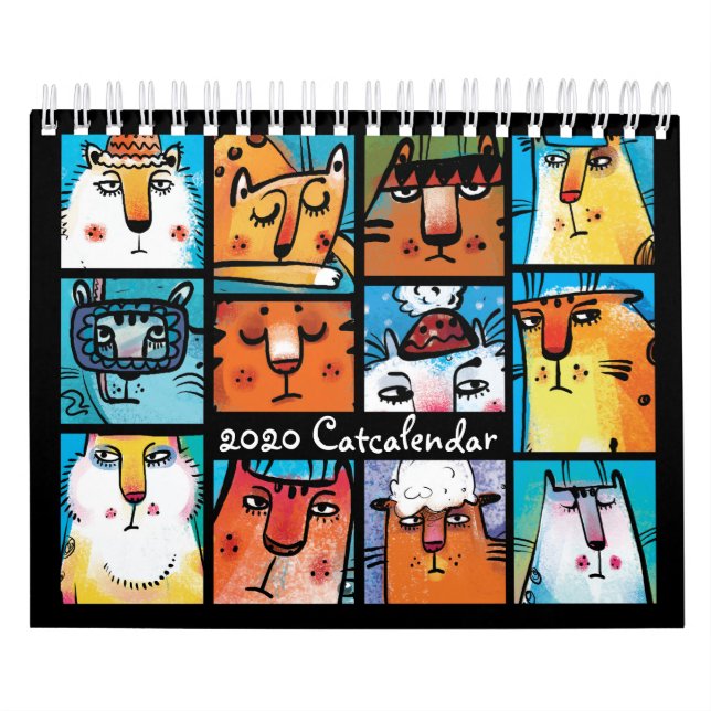 Spaß Illustrierter Katzenkalender Kalender (Titelbild)