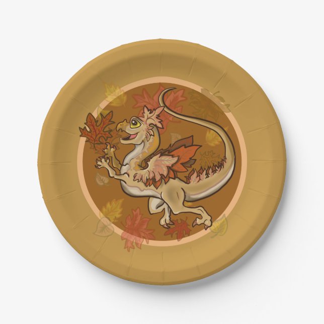 Spaß im Blätter Dragon Pappteller (Vorderseite)