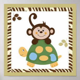 Spaß im Dschungel 10x10 Monkey Art Poster Print