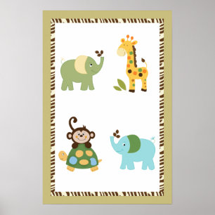 Spaß im Dschungel-Kinderzimmer-Kunstposter 40x60 c Poster