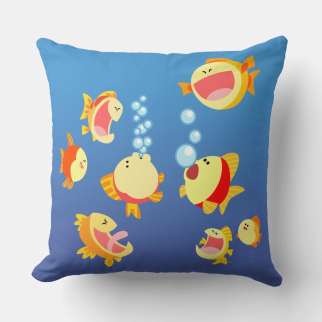 Spaß im Fisch-Tank-Kissen (Cartoon Fish) Kissen (Vorderseite)