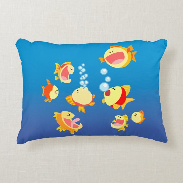 Spaß im Fischtank (Cartoon Fish) Akzent Kissen (Vorderseite)