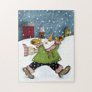 Spaß im Schnee-Schneemann-Puzzlespiel