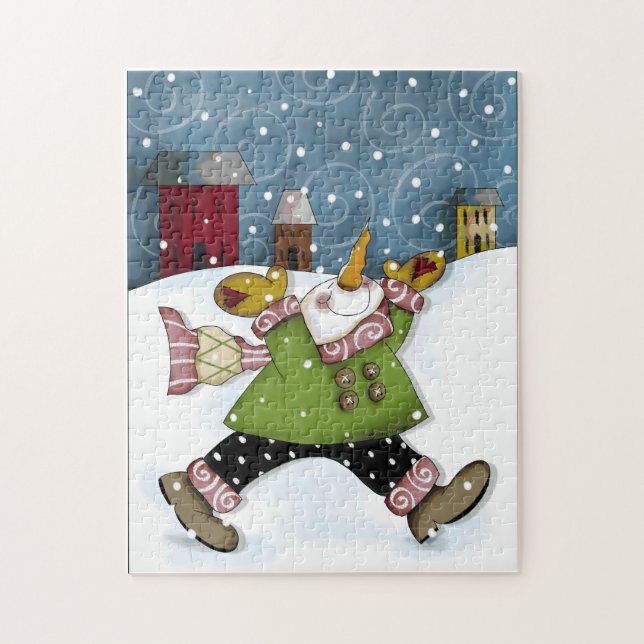Spaß im Schnee-Schneemann-Puzzlespiel (Vertikal)