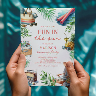 Spaß im Sun Adult Pool Party Geburtstag Einladung