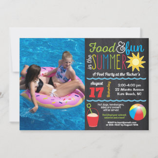 Spaß im Sun Summer Pool Party Chalkboard Foto Einladung
