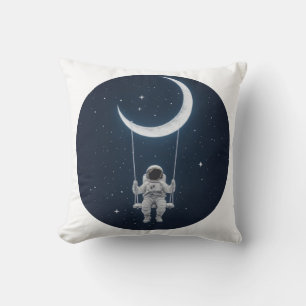Spaß im Weltraum - Astronaut schwingt auf dem Mond Kissen