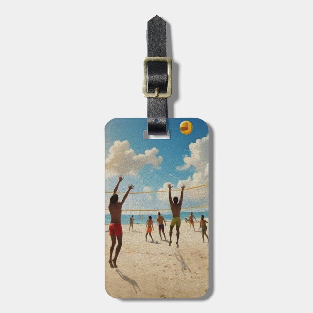 Spaß in der Farbe Sun Beach Volleyball Oil, Gepäckanhänger (Vorderseite vertikal)