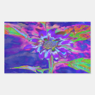 Spaß in der Sonnenblume   psychedelisch lila Rechteckiger Aufkleber