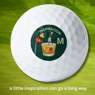 Spaß Inspirierender 19. Loch Cocktail Monogramm Golfball