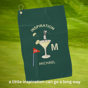 Spaß Inspirierender 19. Loch Cocktail Monogramm Na Golfhandtuch