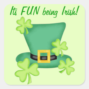 Spaß ist das irische St. Patrick's Kleeblatt Custo Quadratischer Aufkleber