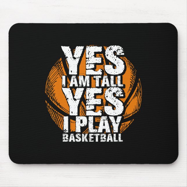 Spaß Ja, ich bin groß und spiele Bysketbyll Hoops  Mousepad (Vorne)