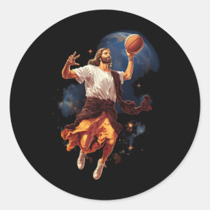 Spaß Jesus spielen Basketball Runder Aufkleber