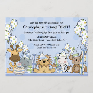 Spaß-Jungen-Safari-Tier-Geburtstag Einladung