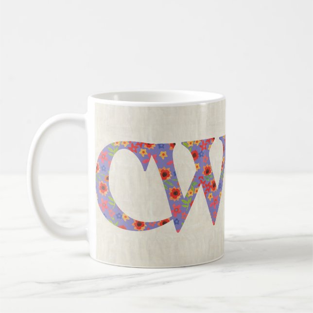 Spaß-Kaffee-Tasse, BlumenCwtch Slogan Walisers, Kaffeetasse (Links)