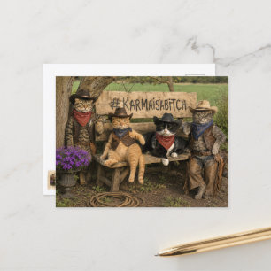 Spaß Karma und Katzen Postkarte! Postkarte