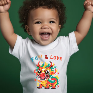 Spaß-Karton-Drache Chinesisches Neujahr Fu Kinder Kleinkind T-shirt
