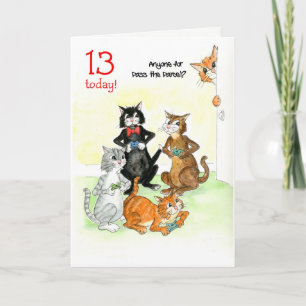 Spaß Katzen spielen Videospiel 13. Geburtstag Karte