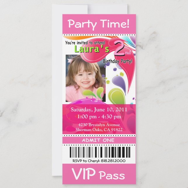 Spaß-Kind-VIP-Durchlauf-Ereignis-Karten-Foto-Party Einladung (Vorderseite)