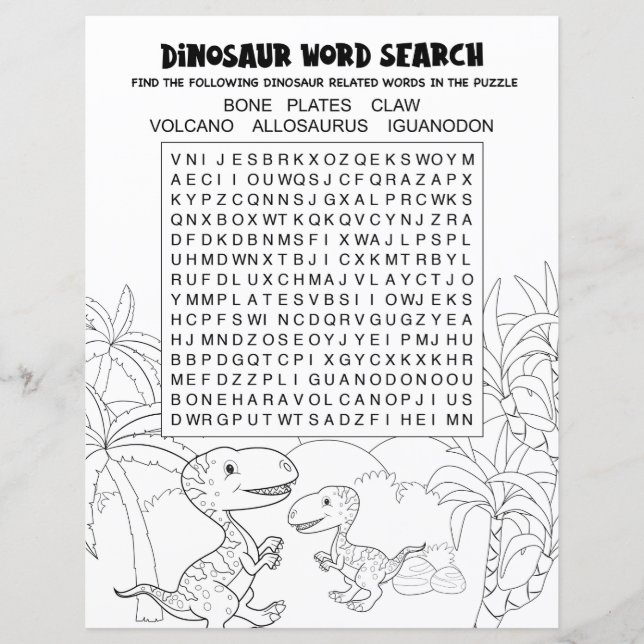 Spaß Kinder Aktivität Dinosaur Puzzle Word Suche (Vorderseite)