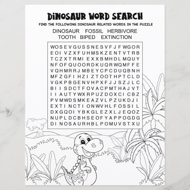 Spaß Kinder Aktivität Dinosaur Puzzle Word Suche (Vorderseite)