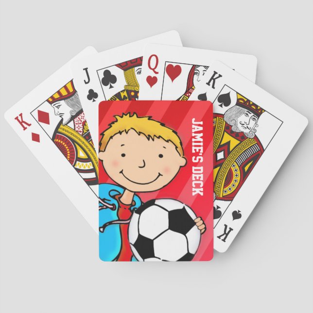 Spaß Kinder roter Fußball mit Namen Spielkarten (Rückseite)