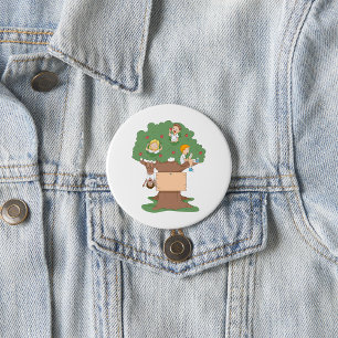 Spaß Kinder spielen in Apfelbaum Button