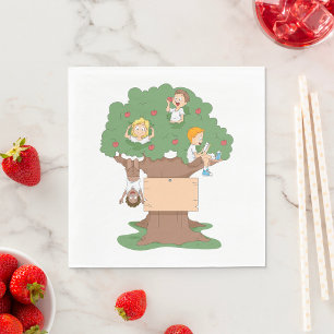 Spaß Kinder spielen in Apfelbaum Serviette