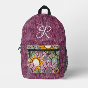 Spaß klassische Script Denim Blume Teen Girls Bedruckter Rucksack
