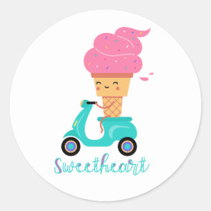 Spaß Kühler Sommer Rosa Eis Skateboard Süße Runder Aufkleber