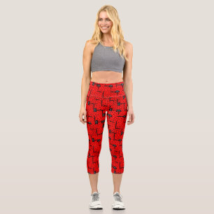 Spaß Ladybugs - rotes Muster Capri Leggings