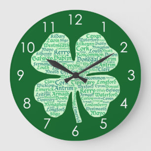 Spaß-Landkreise von Irland-Kleeblatt Große Wanduhr