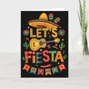 Spaß Lasst uns Fiesta Sombrero Lustige Gitarre Par Karte
