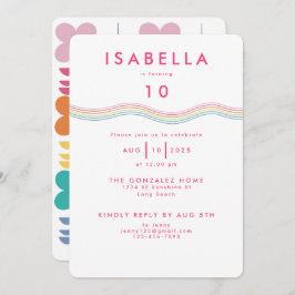 Spaß Lebhaft Retro Blume Geburtstag Einladung