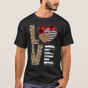 Spaß Liebe Valentinstag Drei Herz Leopard T-Shirt